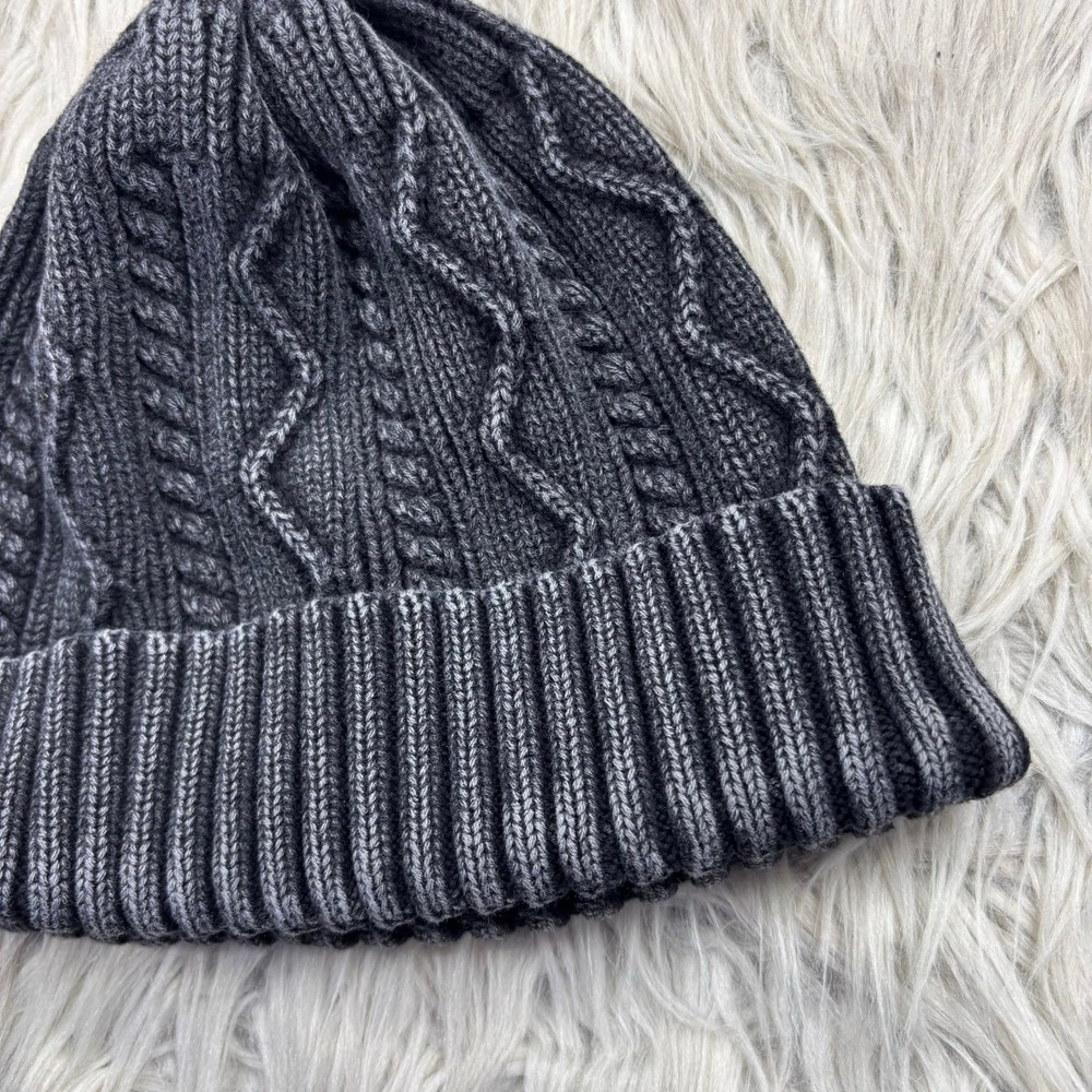 Free People Women's OS Gray Stormi Washed Cable-Knit Beanie Cool Girl Street - Picture 2 of 4